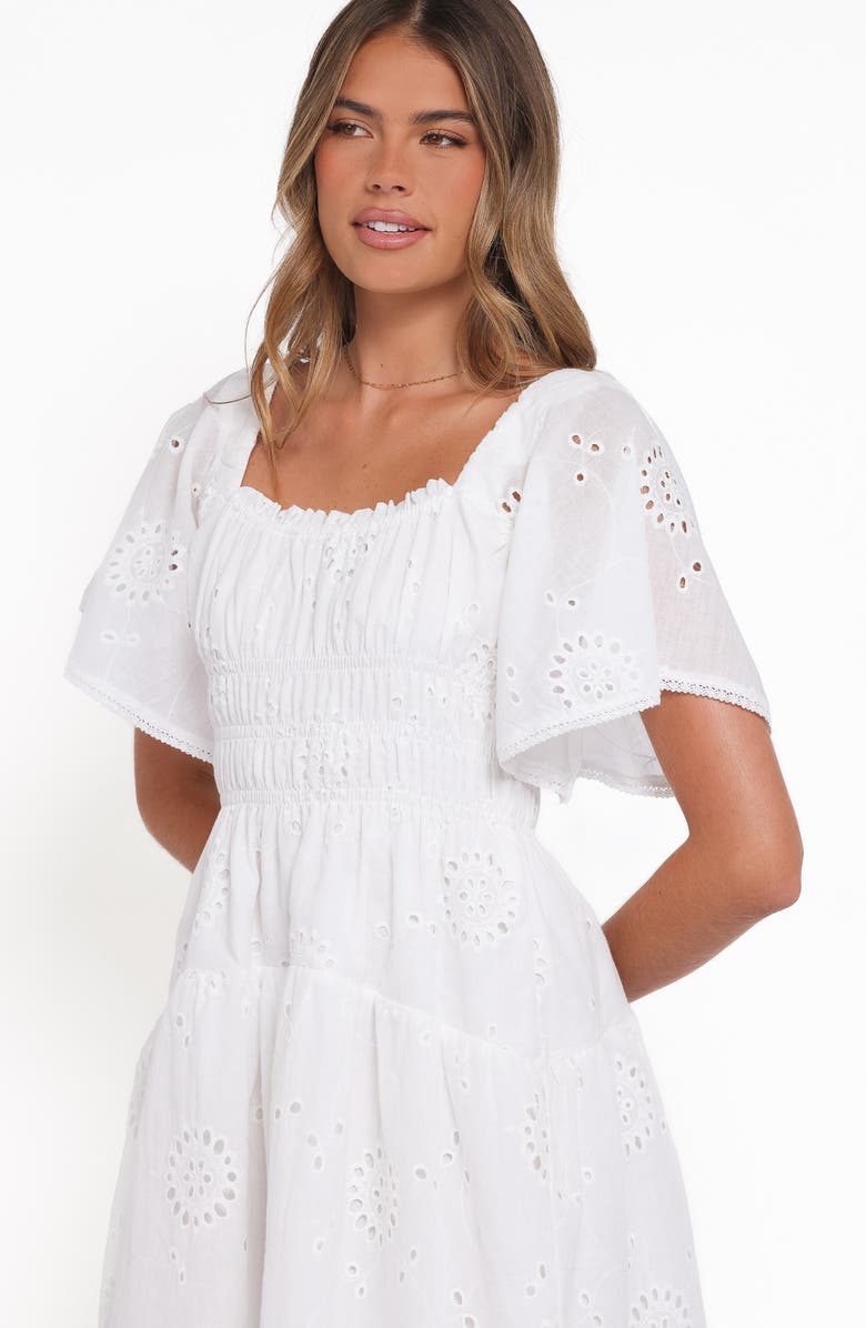 Petal & Pup Tierney Eyelet Cotton Minidress, Alternate, color, White