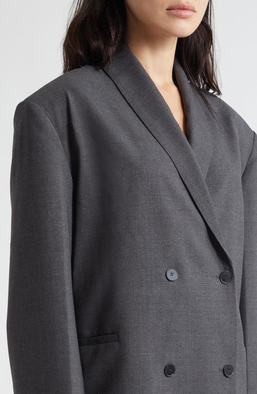 Loulou De Saison Sancia Double Breasted Stretch Virgin Wool Blazer In Gray