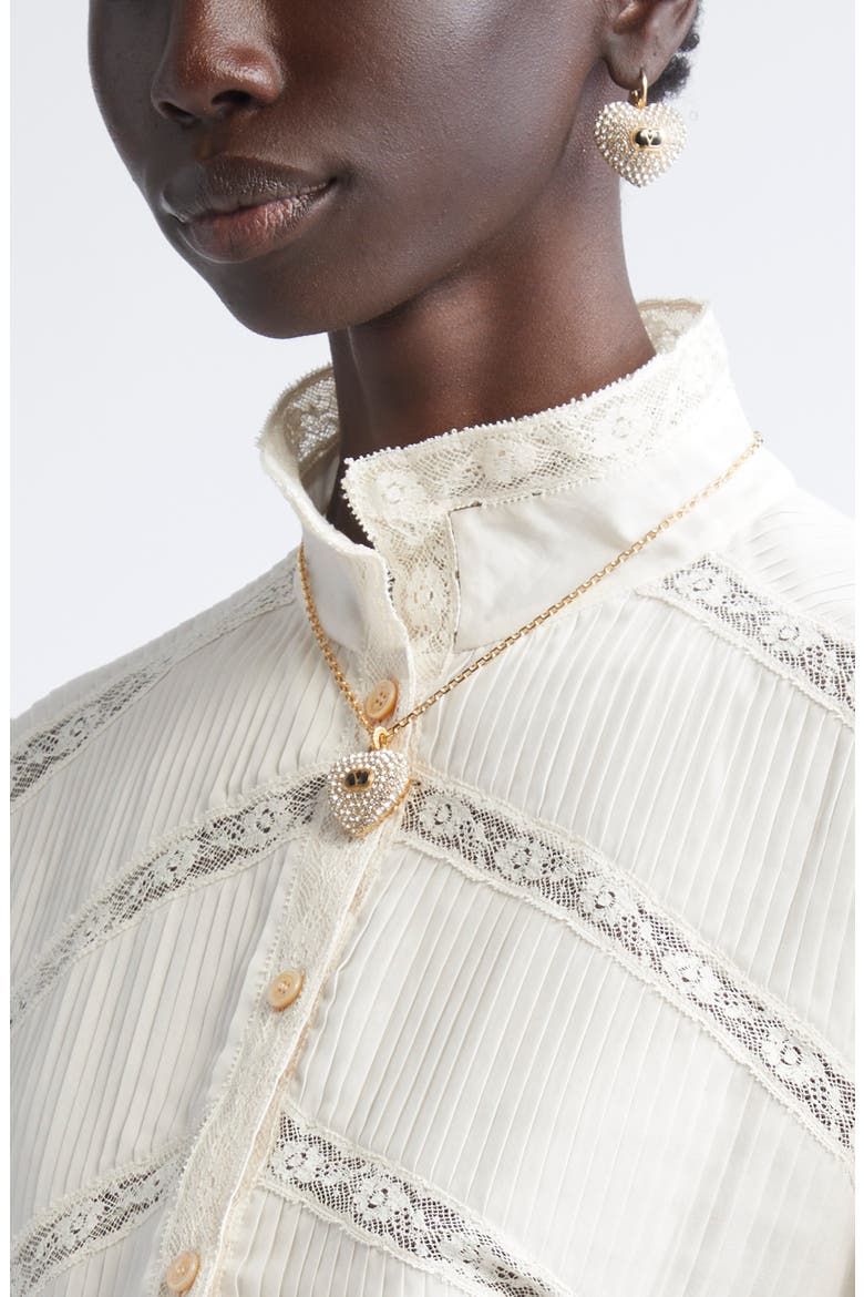 Lace Inset Silk Organza Shirt, Alternate, color, SAND