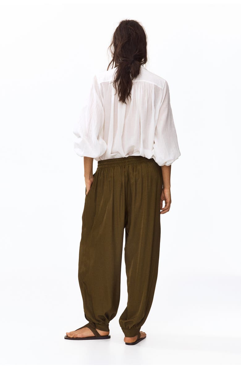 H&M Balloon Drawstring Trousers, Alternate, color, Dark Khaki Green