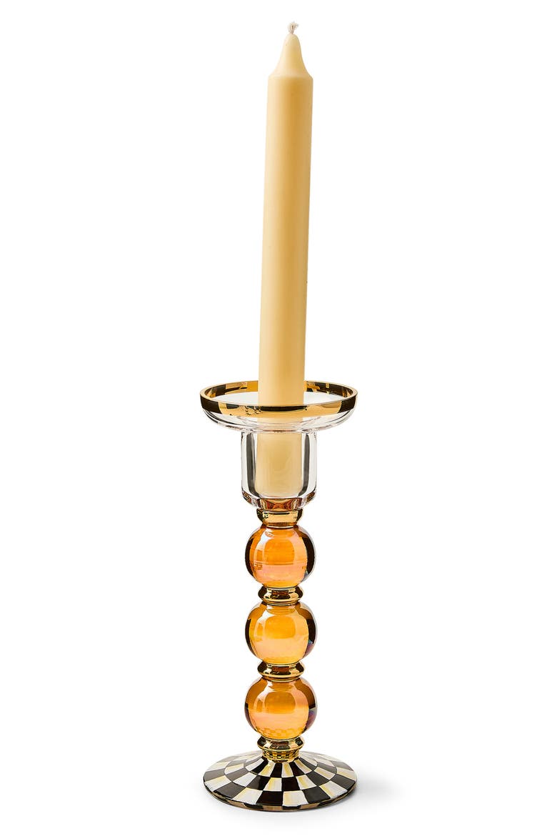 Courtly Check Large Glass Candleholder, Alternate, color, BLACK/ WHITE