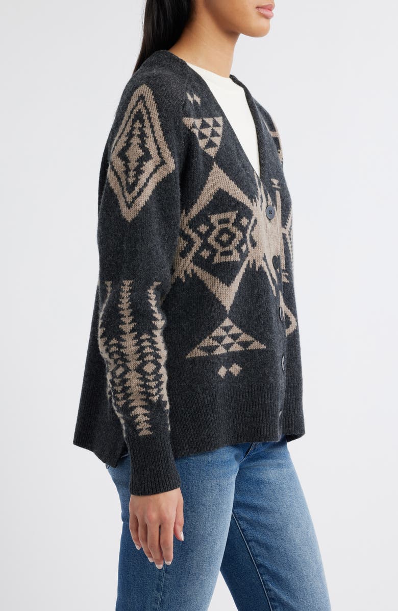 Pendleton Oversize Wool Blend Cardigan, Alternate, color, Black/ Taupe