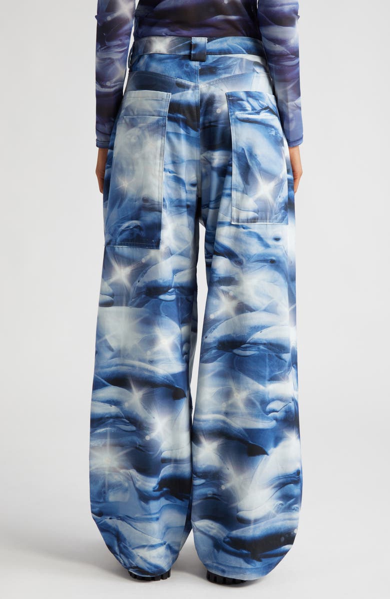 Collina Strada Stomp Dolphin Print Wide Leg Cotton Pants, Alternate, color,
