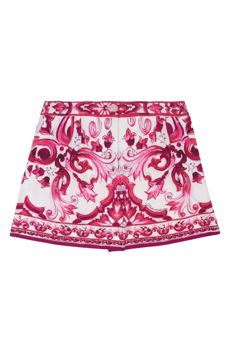 Dolce&Gabbana Kids' Majolica Print Cotton Shorts, Main, color, 
