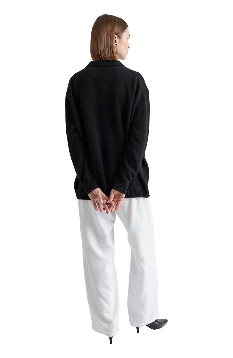 Almina Concept Polo Wool Sweater, Alternate, color, Black