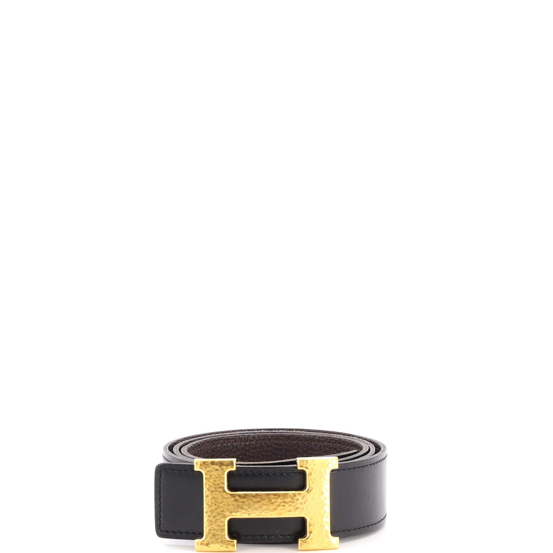 Constance Martelee H Reversible Belt Leather with Hammered Hardware Medium, Main, color, Black