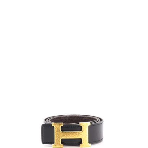 Constance Martelee H Reversible Belt Leather with Hammered Hardware Medium