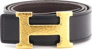 Pre-Owned Hermes Constance Martelee H Reversible Belt Leather with Hammered Hardware Medium
