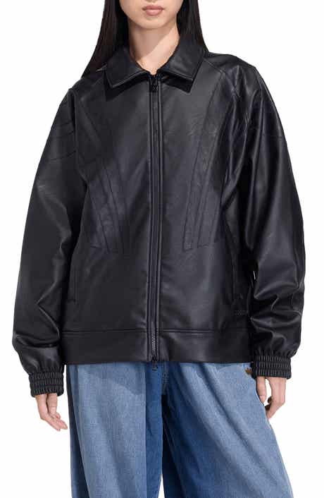 adidas Three-Stripe Faux Leather Jacket