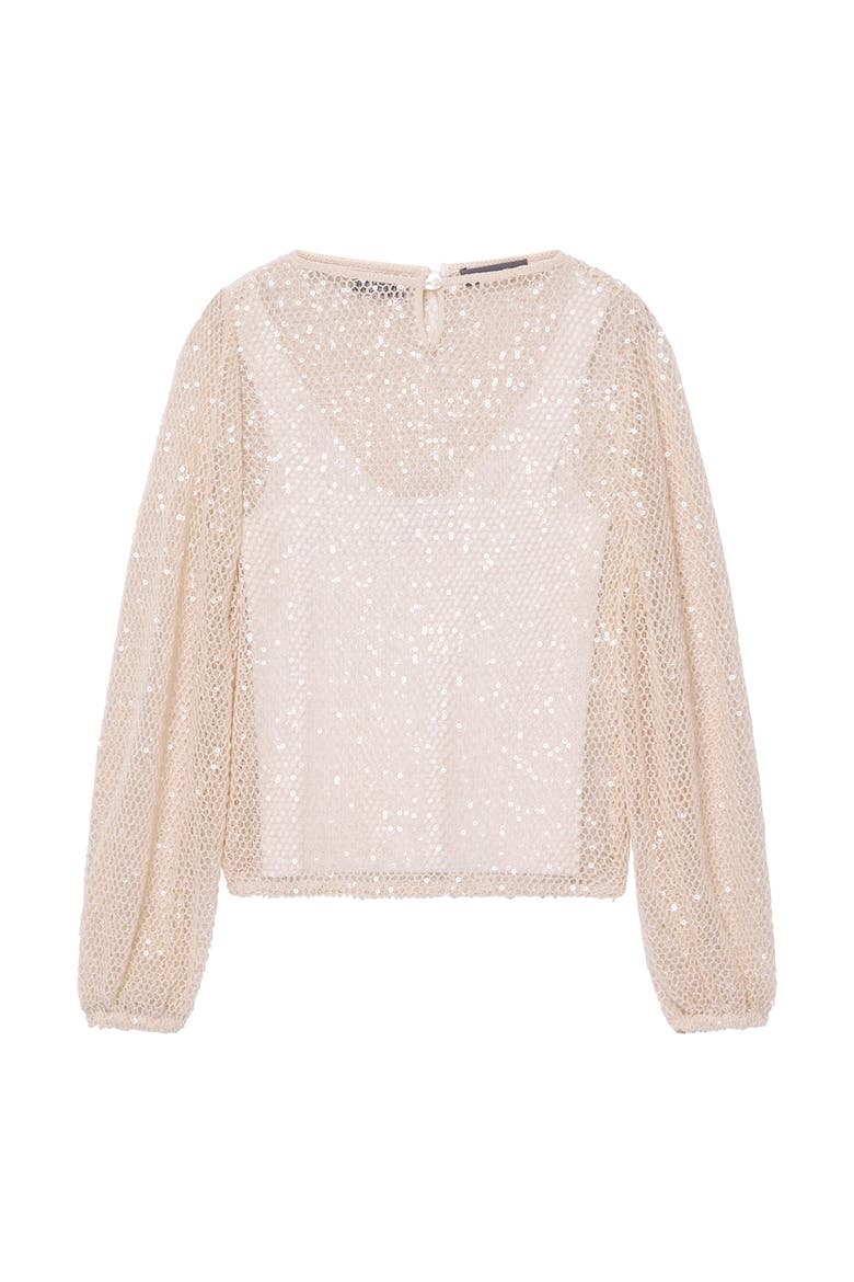 Sequin Layered Balloon Top, Alternate, color, Neutral