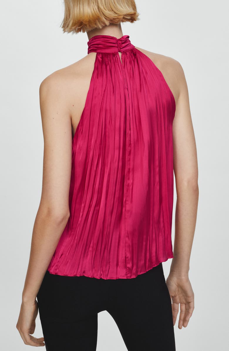 MANGO Jasmin Plissé Halter Neck Top, Alternate, color, 