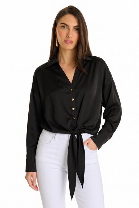 Cecilia Silk Tie-Front Blouse