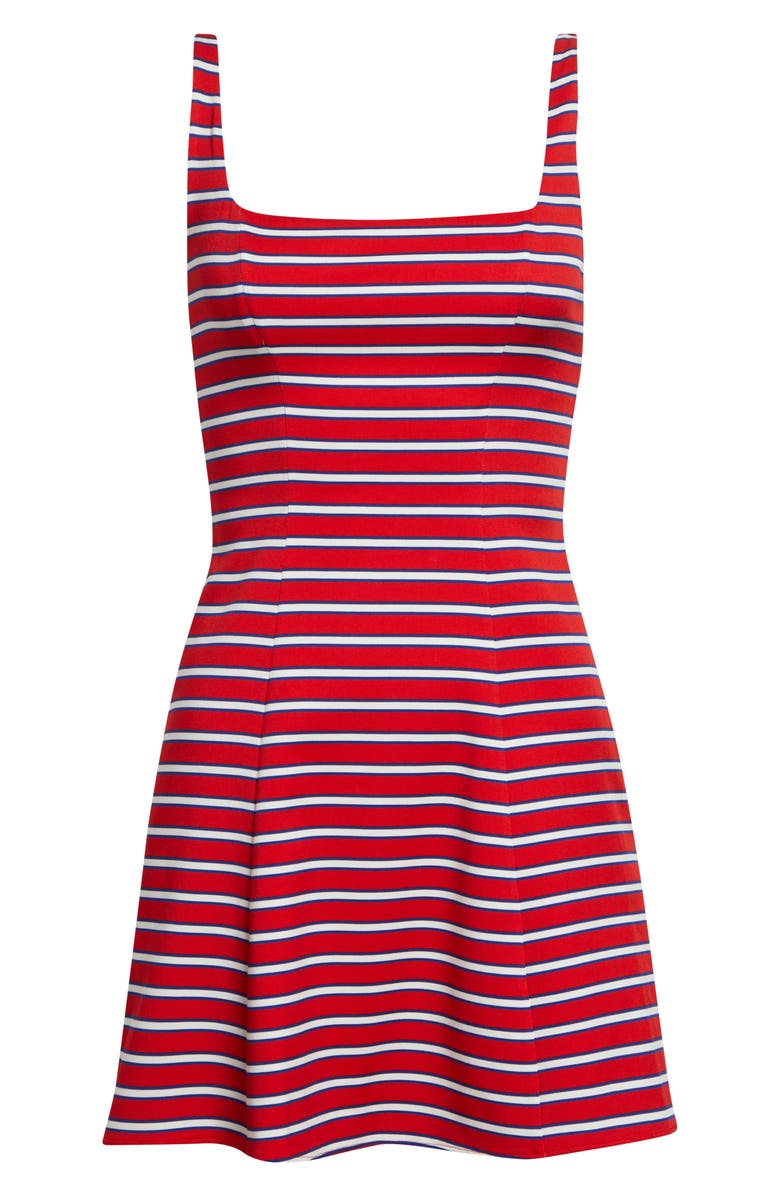 Alice + Olivia Julia Stripe Minidress, Alternate, color, Teakwood Chili Pepper