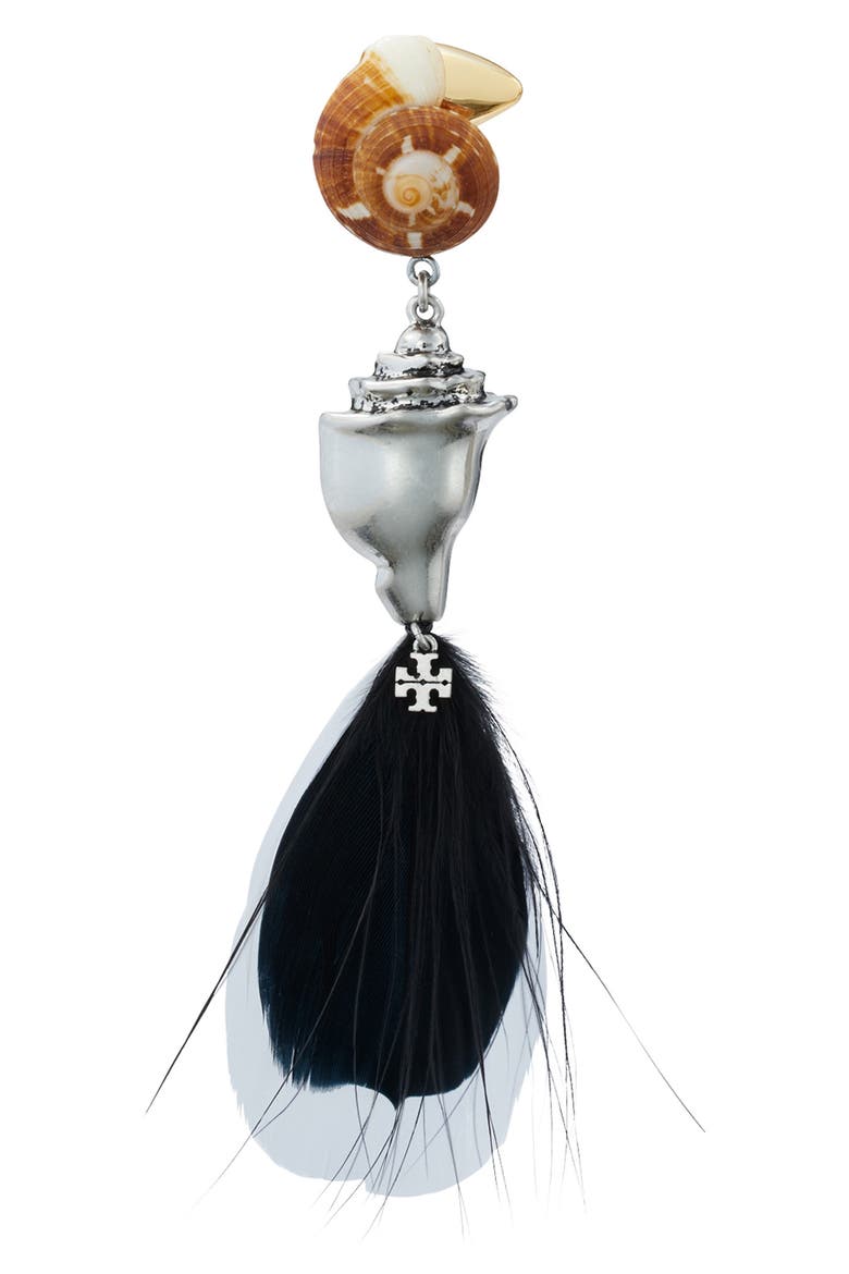 Feather Drop Earrings, Alternate, color, BLACK MULTI