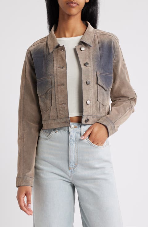Flocked Denim Trucker Jacket