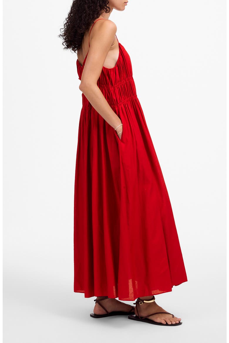 Textured V-Neck Midi Dress, Alternate, color, FESTIVAL RED