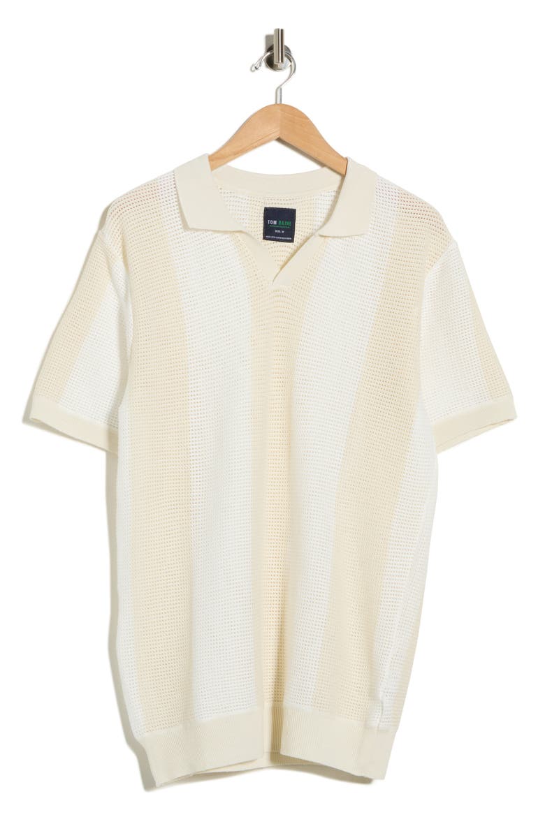 Johnny Collar Short Sleeve Knit Sweater, Alternate, color, WHITE