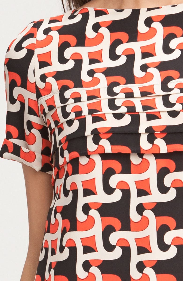 Julie Dillon Pleat Detail Crêpe de Chine Shift Dress, Alternate, color, 