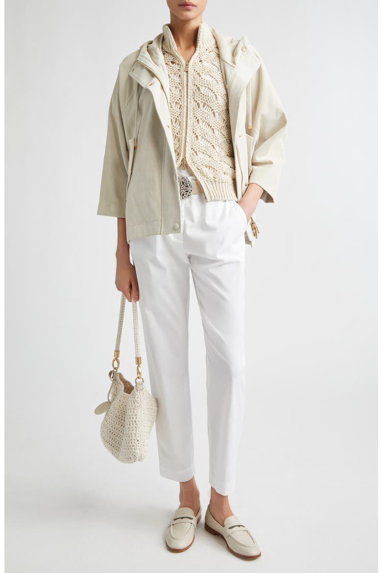 Oversize Hooded Lambskin Suede Jacket, Alternate, color, IVORY