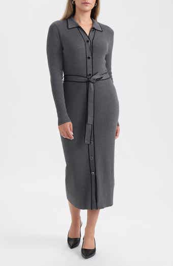 Ellen Tracy Tipped Long Sleeve Shirtdress