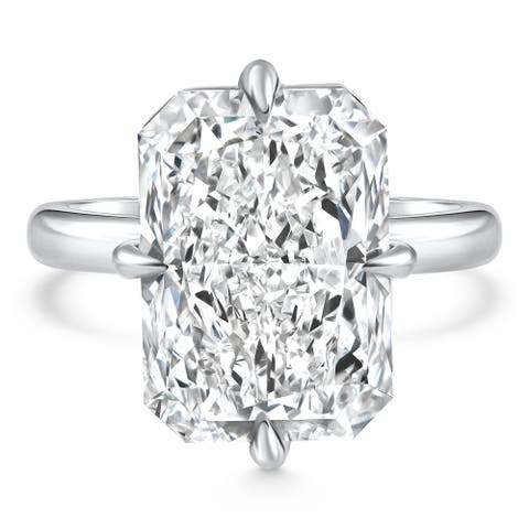 Certified 11Ct Radiant Diamond Solitaire Engagement Ring 14k Gold/Pt Lab Grown