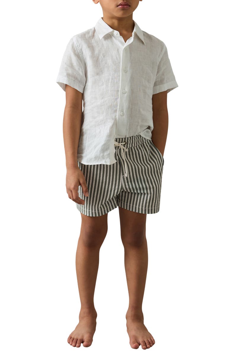 Reiss Bay Seersucker Striped Swim Shorts, Alternate, color, 
