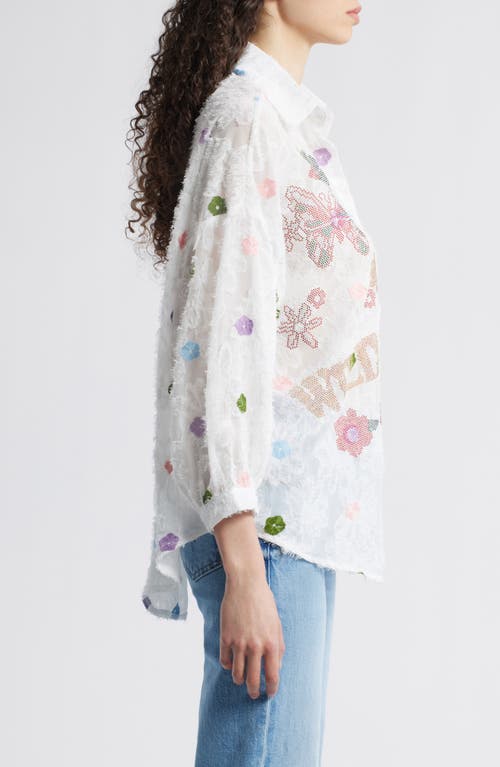 NIKKI LUND NIKKI LUND EMMA EMBELLISHED SEMISHEER BUTTON-UP SHIRT 