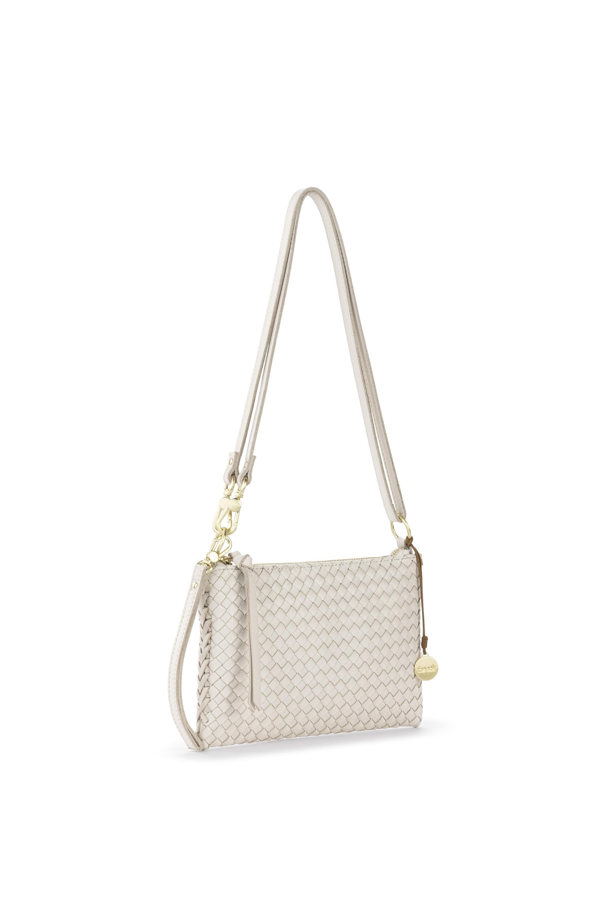 The Sak Vita Hand Woven Leather Crossbody Wristlet, Alternate, color, Stone Woven