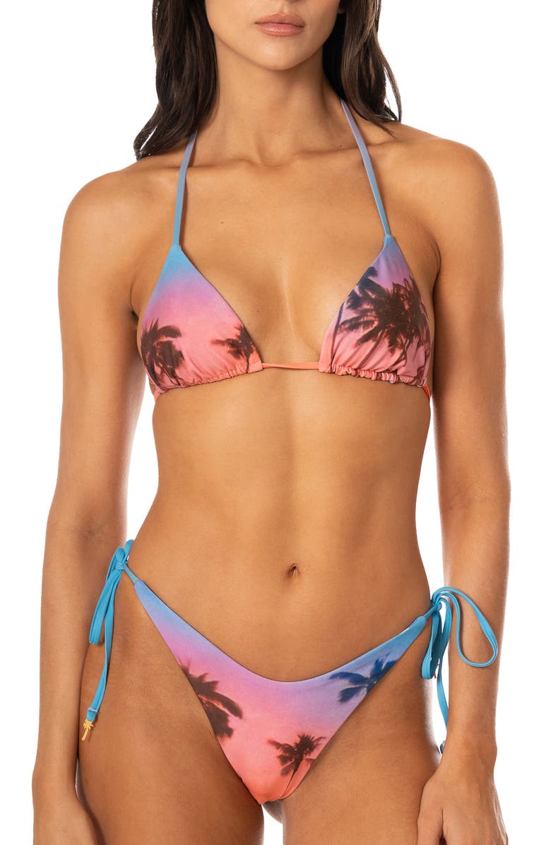 Maaji Peach Drift Sunshine Reversible Side Tie Bikini Bottoms, Alternate, color, Blue
