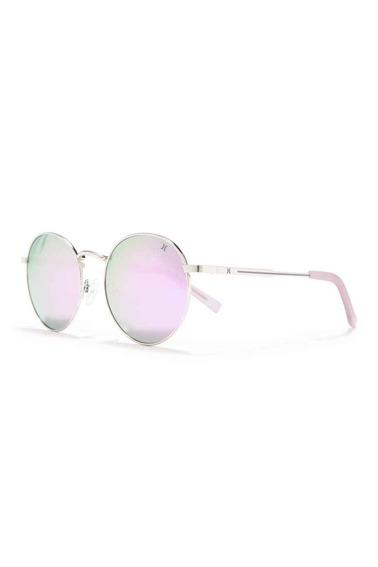 Small Enamel Accented Round Sunglasses, Alternate, color, LILAC MIRROR