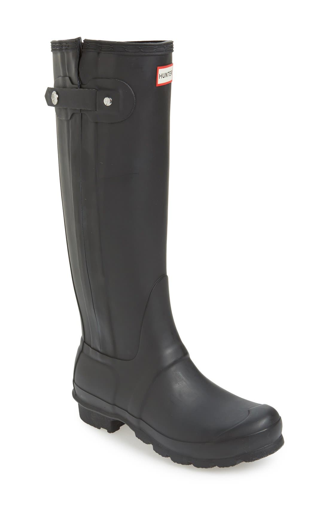 'Original Slim' Zip Rubber Rain Boot, Main, color, BLACK