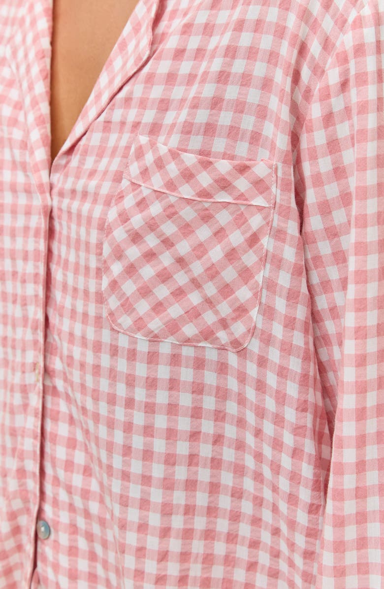 Papinelle Seersucker Gingham Cotton Blend Pajamas, Alternate, color, Strawberry