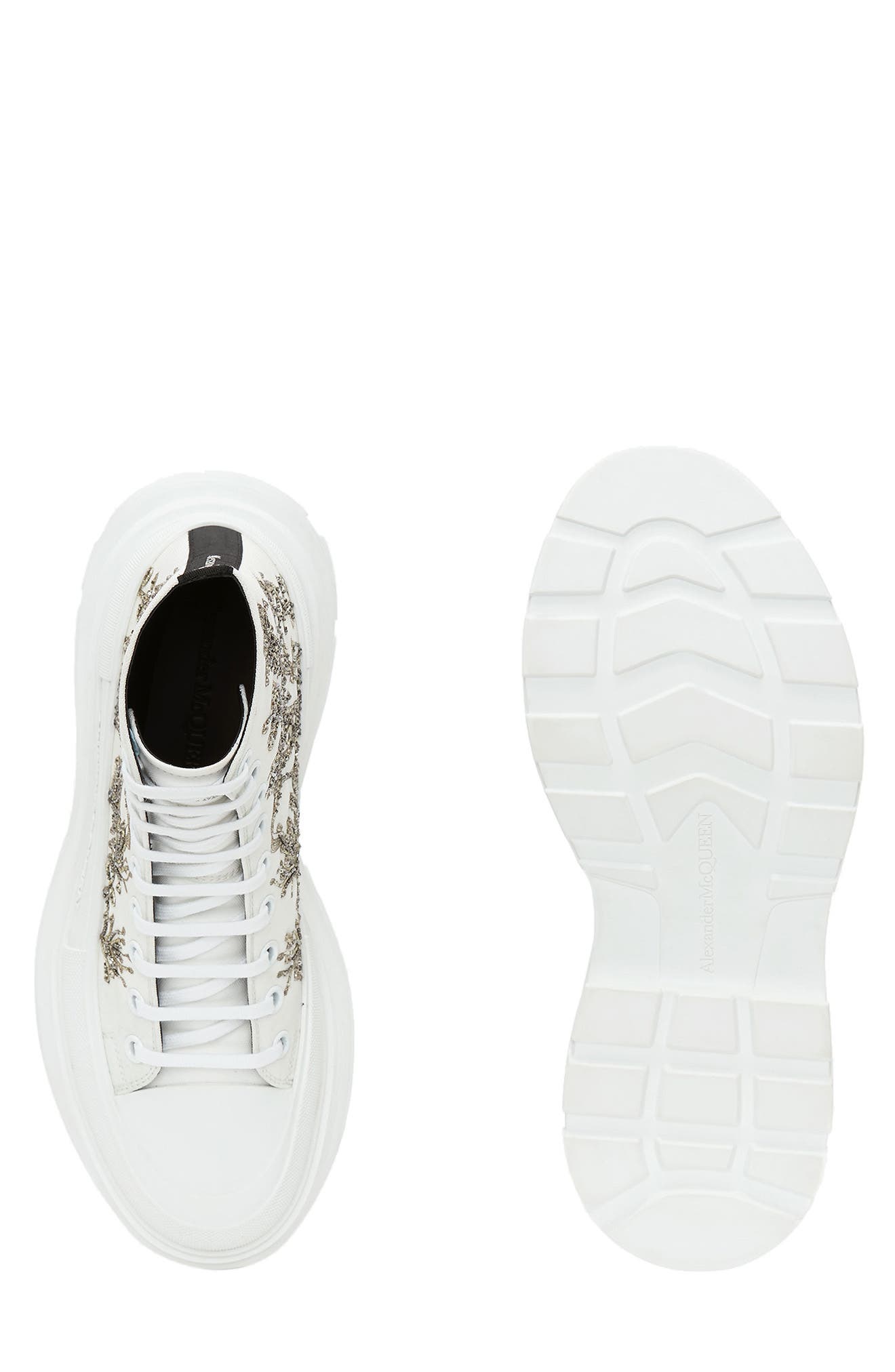 McQueen Alexander McQueen Tread Slick Embroidered High Top Sneaker, Alternate, color, 
