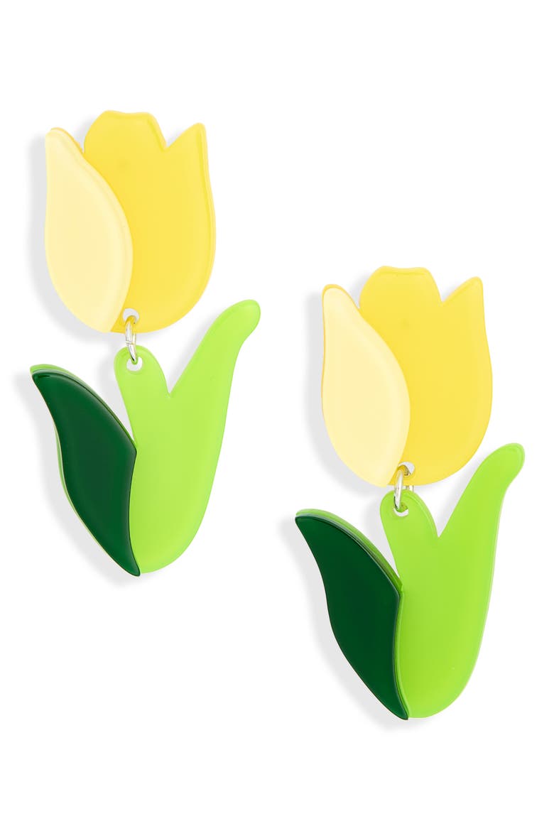Tulip Drop Earrings, Main, color, YELLOW MULTI- SILVER