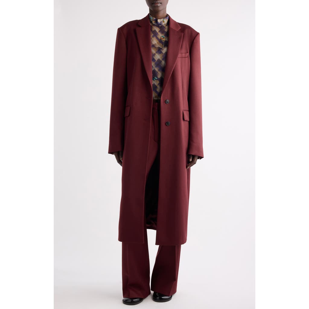 Dries Van Noten Raftan Wool Gabardine Longline Coat In Brown