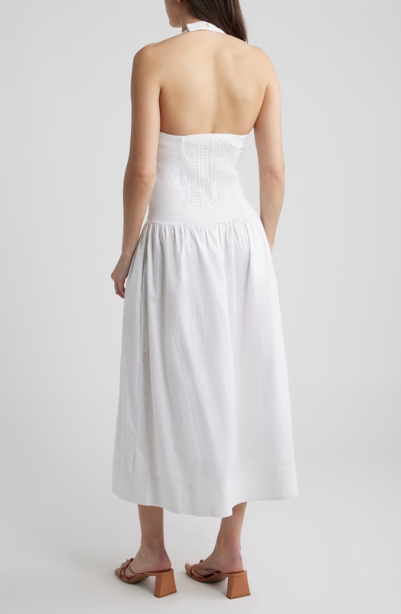 Bernardo Linen Blend Halter Maxi Dress, Alternate, color, Bright White