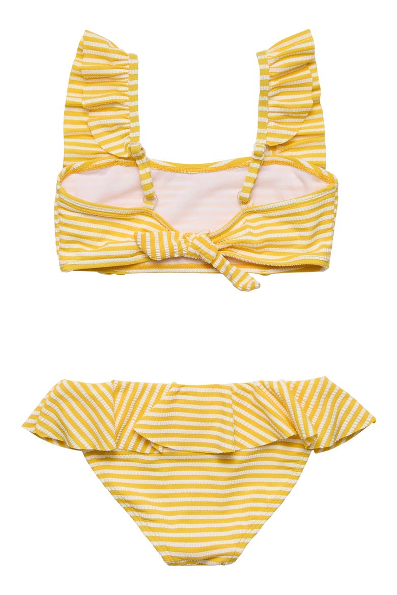 Kids' Sunshine Stripe Frill UPF 50+ Two-Piece Bathing Suit, Alternate, color, YELLOW