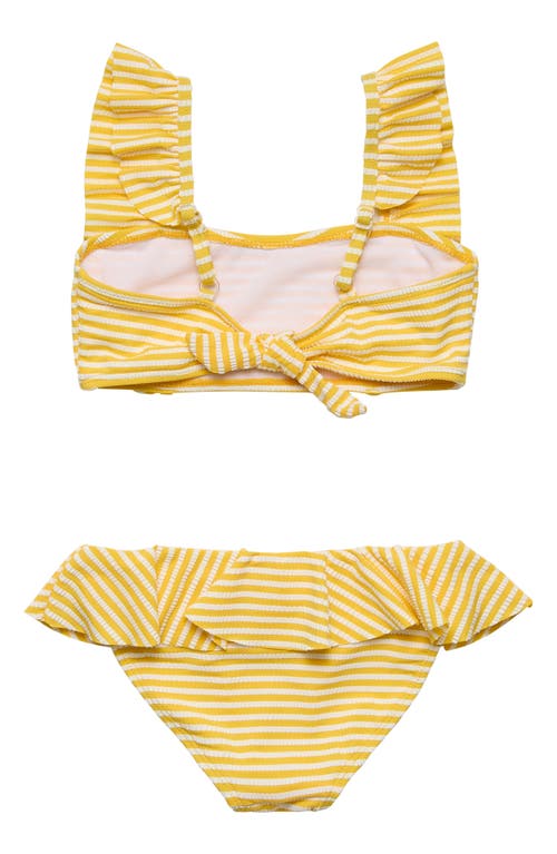 Snapper Rock Kids' Sunshine Stripe Frill Upf 50+ Two-piece Bathing Suit In Yellow