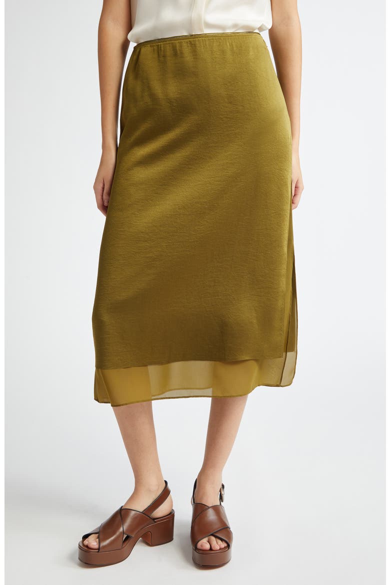 Layered Slit Maxi Skirt, Main, color, LAUREL