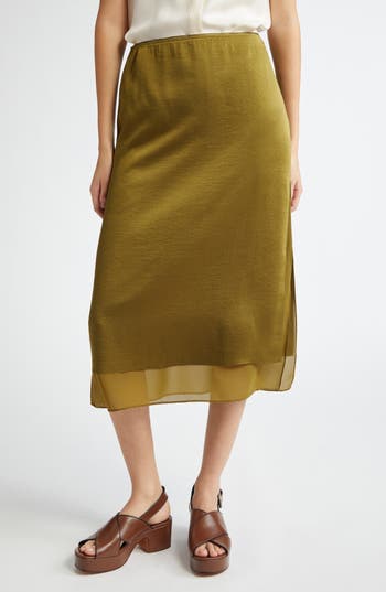 Vince Double Side Slit Straight Skirt In Laurel