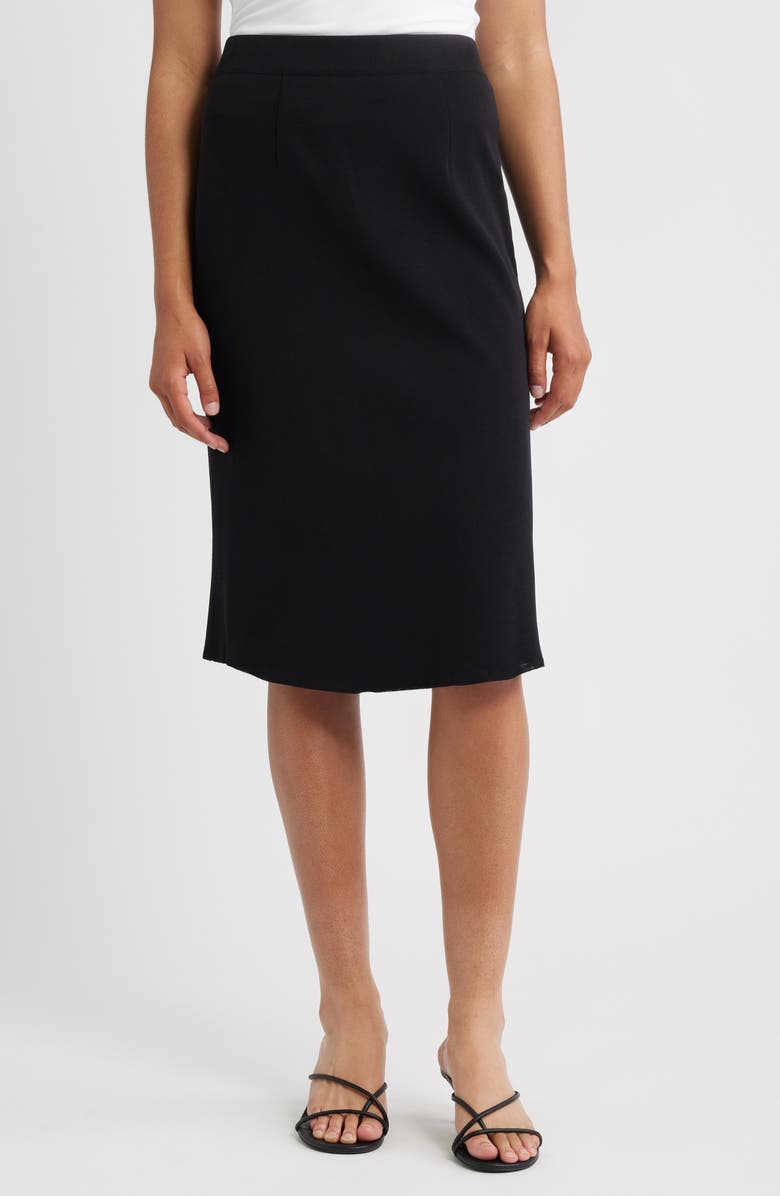 Misook Straight Knit Skirt, Main, color, Black