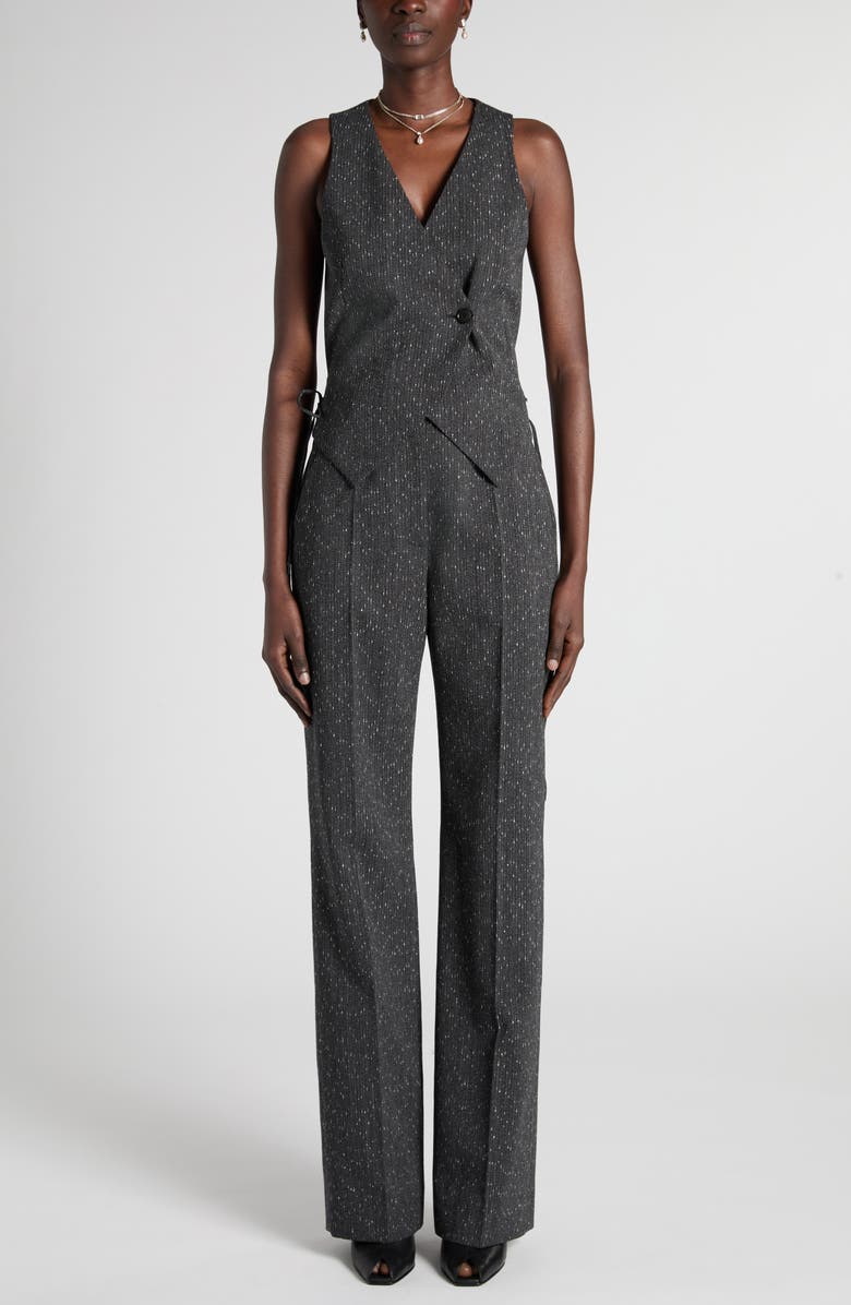 McQueen Lace-Up Wool Blend Slub Vest, Alternate, color, Grey