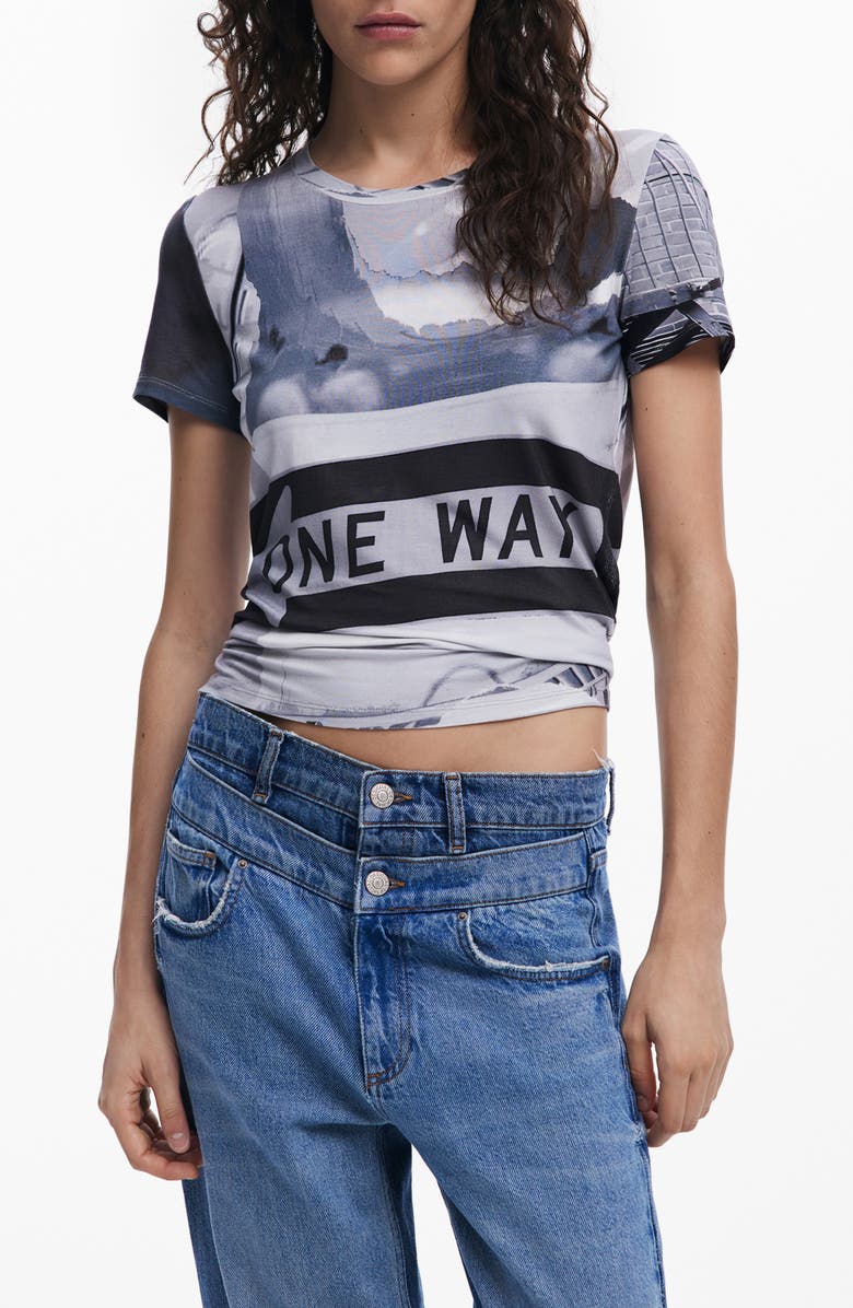 Desigual Abstract Cotton Graphic T-Shirt, Main, color,