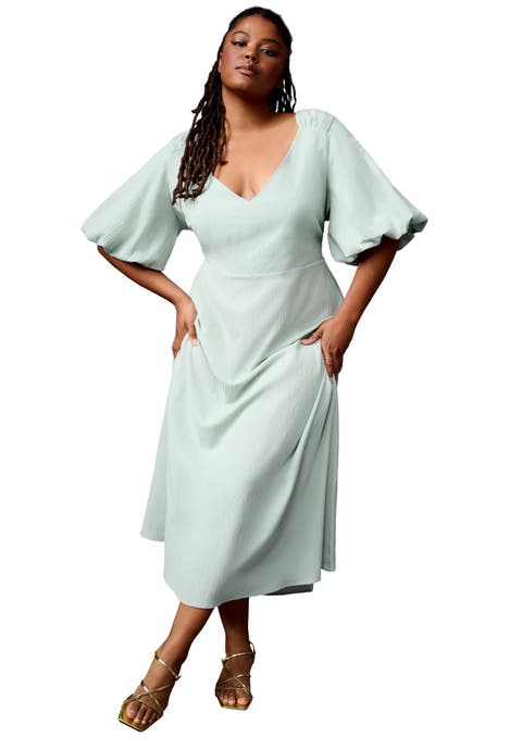 Puff-Sleeve Babydoll Maxi Dress (Plus Available)