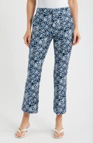NIC+ZOE Plaza Shibori Lilies Stretch Cotton Boot Cut Pants