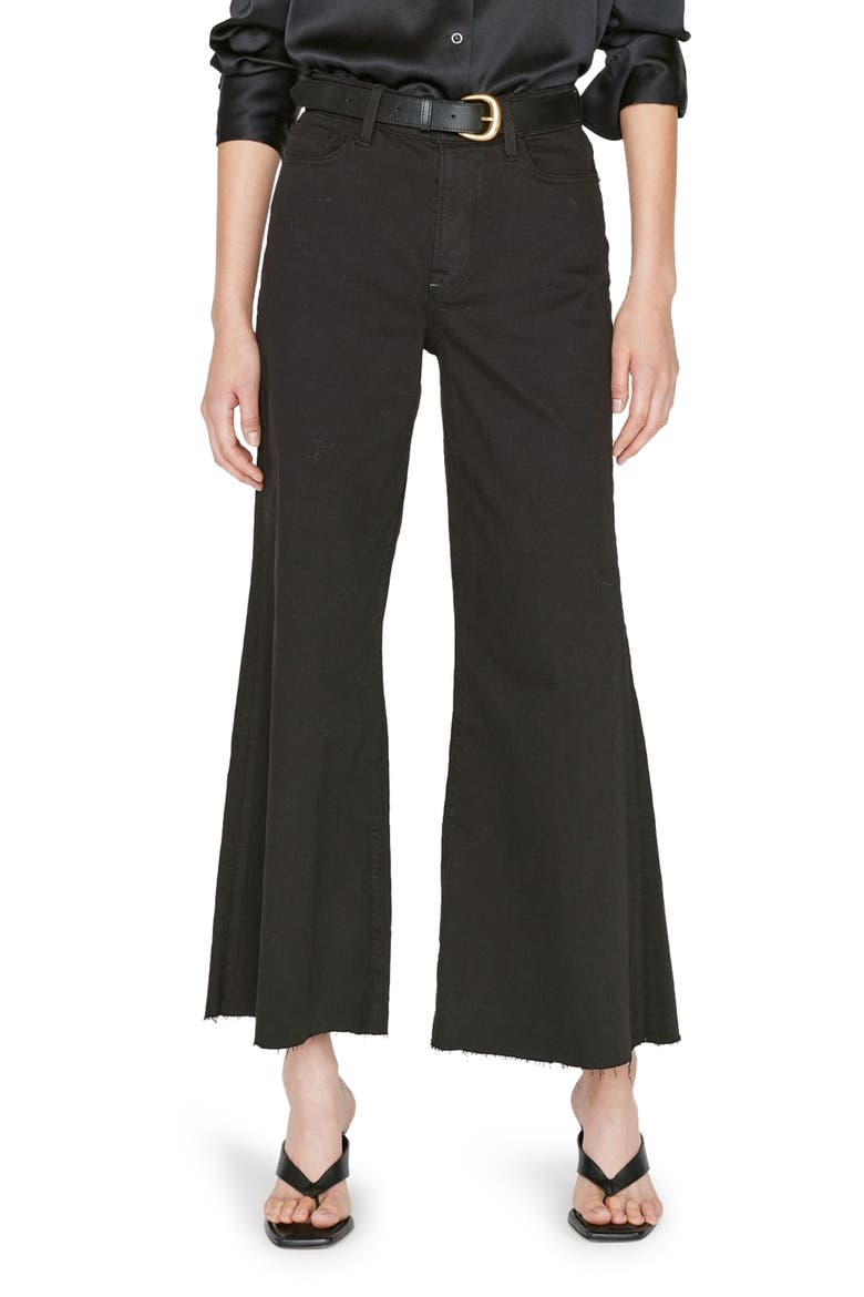 Le Palazzo Raw Hem Wide Leg Jeans, Main, color, FILM NOIR
