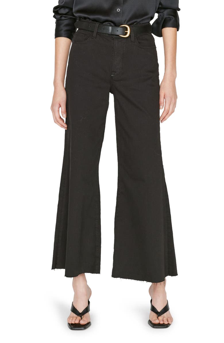 FRAME Le Palazzo Raw Hem Wide Leg Jeans, Main, color, Film Noir