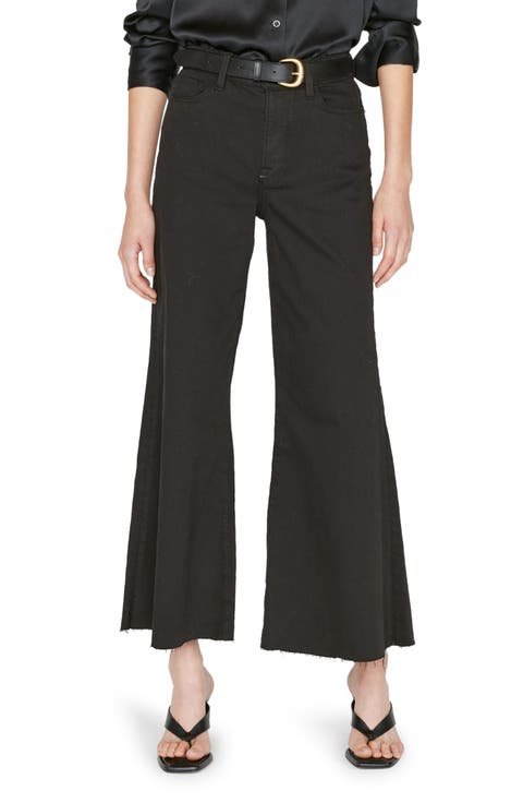 Le Palazzo Raw Hem Wide Leg Jeans (Film Noir)