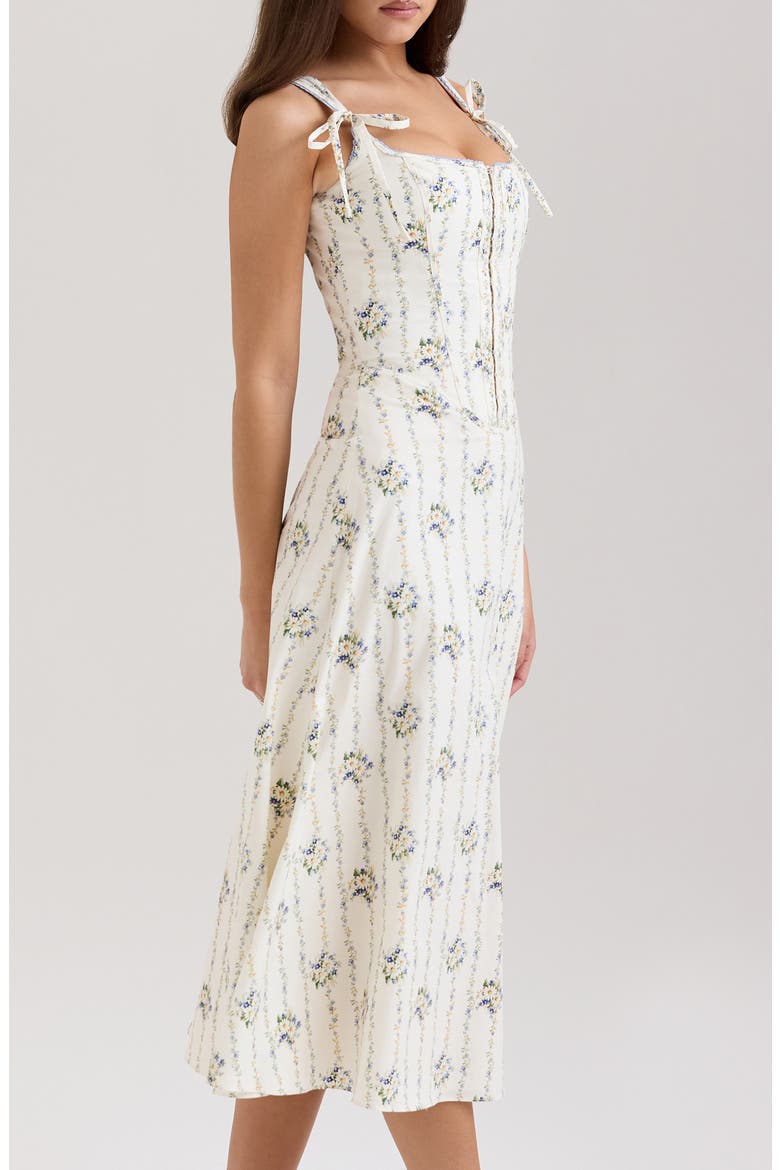 Dionne Corset Midi Sundress, Alternate, color, DAISY STRIPE CREAM