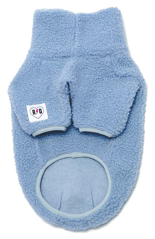Rebel Dawg Boho Faux Shearling Pullover Dog Sweater In Blue